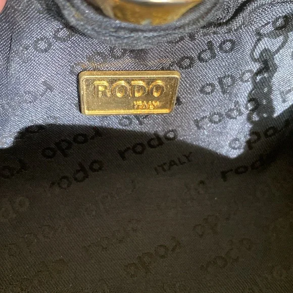 Vintage Black Rodo Italy Silk Bag Clutch Evening Bag - Picture 11 of 12